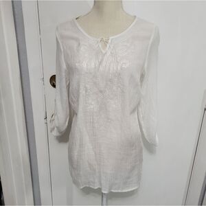 AB studio white linen blouse